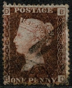 QV 1864-79 1d Penny Red (Shades) Wmk. 4 (L. Crown) used S.G. 43 Pl. 198