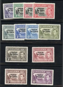 TRISTAN DA CUNHA 1952 DEFINITIVES COMPLETE SET SCOTT #1/12 MINT NH