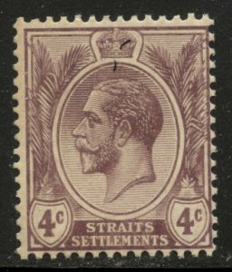 Straits Settlements 1912 4c Gray Violet George V Sc# 153 NH