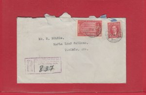 1940 Registered cover #241 and #233 Niagara Falls Ont. West End Canada MLGardens