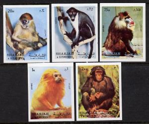 Sharjah 1972 Monkeys imperf set of 5 unmounted mint (Mi 1...