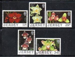 Jersey Sc 442-46 1988 Orchids  stamp set used