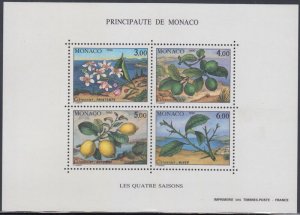 MONACO Sc #1736a-d CPL MNH SHEET of 4 DIFF -  LEMON TREE LIFE CYCLE