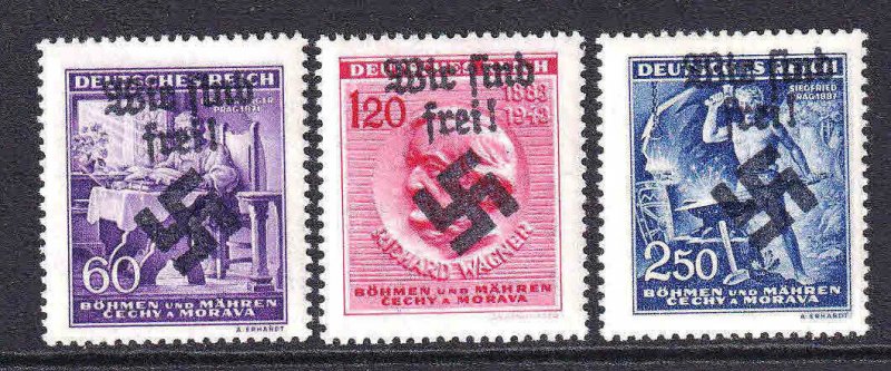 BOHEMIA & MORAVIA 84//87 WIR SIND FREI OVERPRINTS OG NH U/M F/VF TO VF