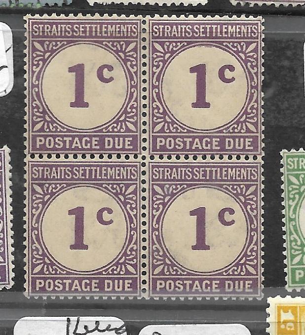 MALAYA STRAITS SETTLEMENTS  (P0105BB) POSTAGE DUE 1C  SG D1  BL OF 4   MNH