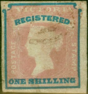 Victoria 1854 1s (Registered) Rose-Pink & Blue SG34 3rd Ptg Position 8 Fine Used