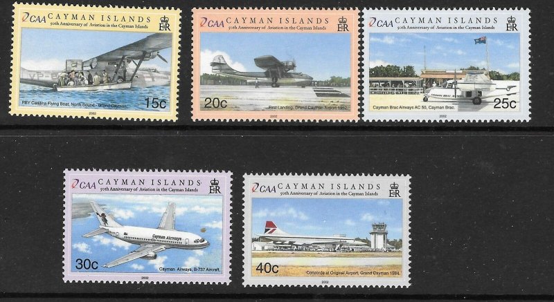 CAYMAN ISLANDS SG1000/5 2002 AVIATION  MNH