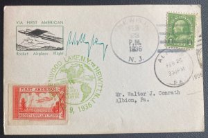 1936 Hewitt NJ Usa First American Rocket Airmail Postcard Cover Willy Ley Signed