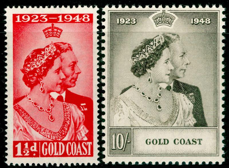 GOLD COAST SG147-148, 1948 ROYAL SILVER WEDDING set, LH MINT. Cat £35.