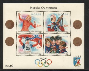 Norway Sc 946 1989 Norwegian Olympic Gold Medalists stamp sheet mint NH