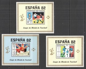 B1255 Imperf Chad Sport Football World Cup 1982 Mexico 1970 3Bl Mnh