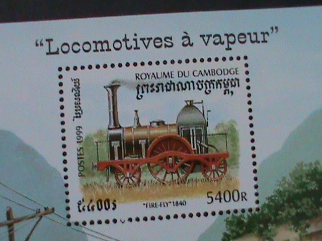 ​CAMBODIA-1999-SC#1803-  ANTIQUE CLASSIC TRAIN MNH S/S VF HARD TO FIND