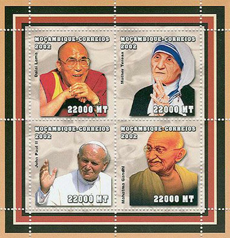 Mozambique - Pacifists, Pope JPII, Gandhi - 4 Stamps  Sheet - 1610