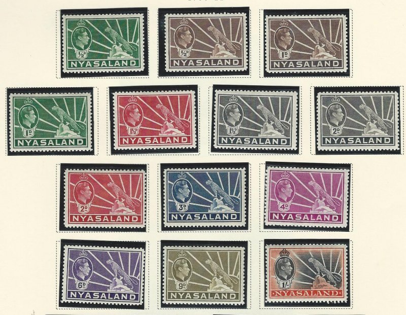 Nyasaland Protectorate KGVI short set see scan +description mh  sc. 54-62