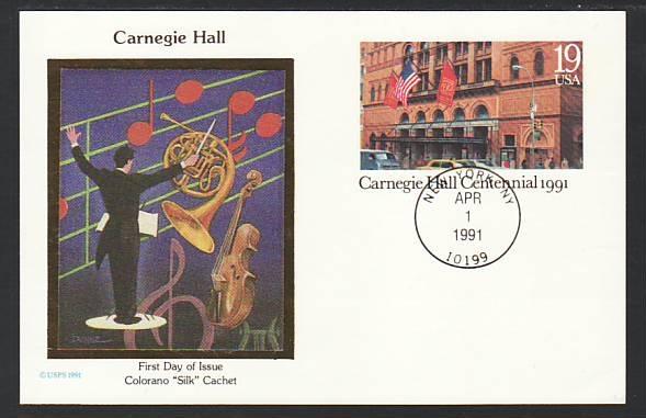 US UX154 Carnegie Hall 1991 Colorano U/A FDC 