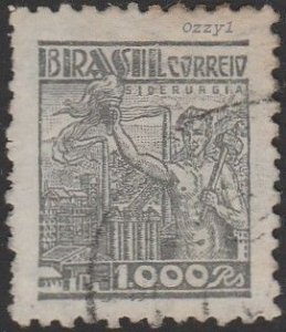 Brazil #522variant 1942 1000r Gray Steel Industry USED-VG-NH.