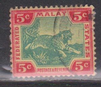FEDERATED MALAY STATES Scott # 29 Used - Tiger