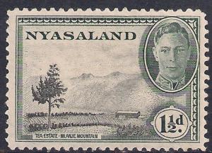 Nyasaland 1945 KGV1 1 1/2d Black & Grey Green MM SG 146 ( L1256 )