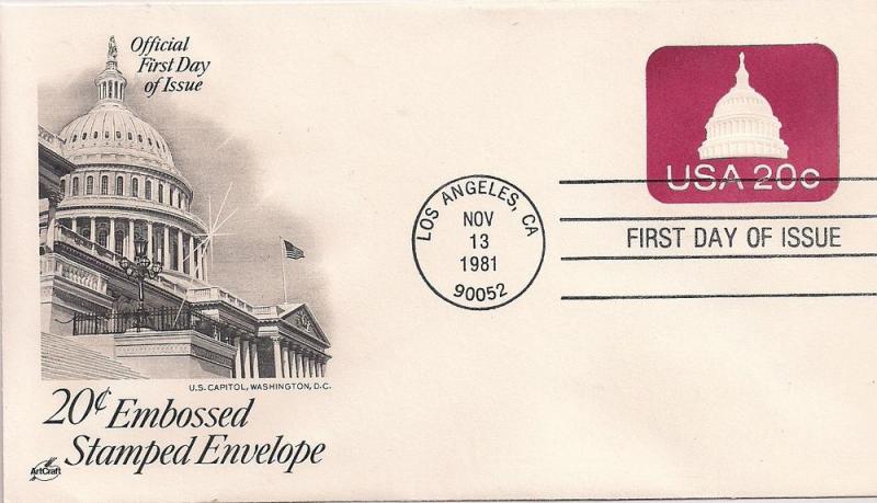 US Fdc Scott #U601 Capitol Dome