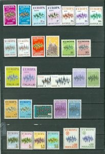 EUROPA 1972..(20/22) COUNTRIES..43 STAMPS..CPLT SETS..MNH..$90.00