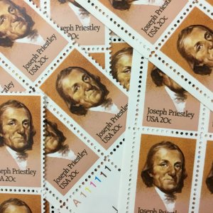 2038     Joseph Priestley, Oxygen    25 MNH 20¢ plate blocks      Issued in 1983