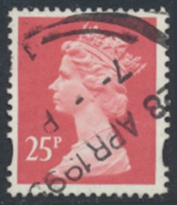 GB  Machin 25p SG Y1690 2 yellow bands Used SC# MH213 see scans & details