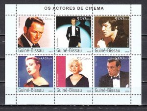 Guinea Bissau, 2003 issue. Singers & Cinema Stars sheet of 6.