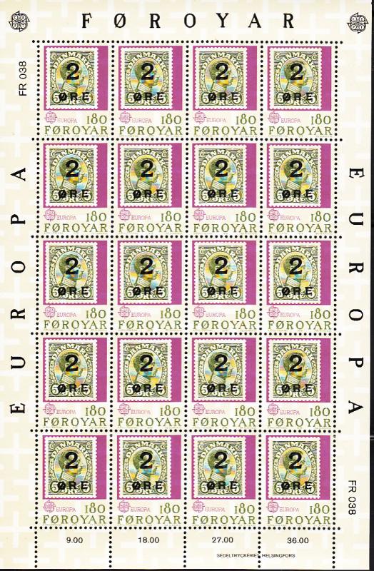 Faroe Islands MNH 1979 #43-#44 Minisheets of 20 EUROPA