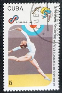 CUBA Sc# 3312 PAN AM GAMES American HAVANA Gymnastics 1991 used / cancelled