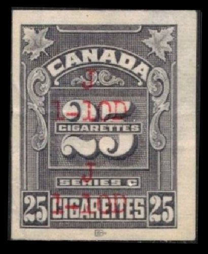 CANADA 1935 REVENUE TOBACCO TAX #RC394 SERIES C 25 CIGARETTES IMPERF STAMP