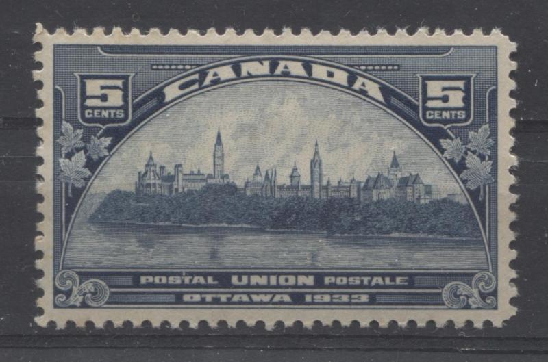 Canada #202 5c Steel Blue 1933 UPU Meeting Issue Yellowish Cream Gum VF-77 OG