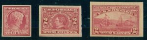 US #368, 371, 373, 2¢ Imperfs, og, NH, VF, Scott $94.00