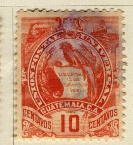 GUATEMALA; 1886 early classic pictorial issue fine used 10c. value