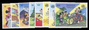 Uganda #815-822 Cat$12.90, 1990 Disney, complete set, never hinged