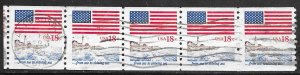 USA 1891: 18c Flag over Shining Sea, used strip, VF