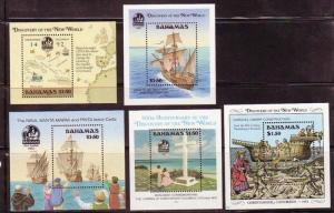 Bahamas 644/667/692/729/753 Souvenir Sheets Mint NH