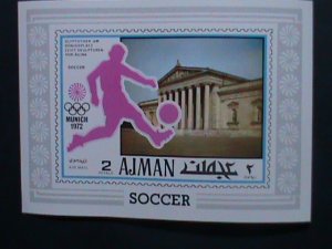 ​AJMAN -1972-OLYMPIC GAMES -FOOTBALL-MUNICH'72 GERMANY IMPERF-MNH S/S-VF