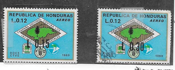 Honduras #C497-498  Map of Honduras (MH&U)  CV $1.55