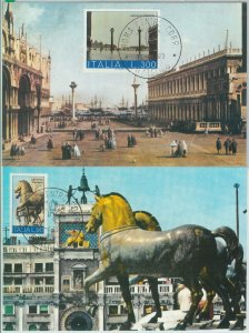 81204 - ITALY - Postal History - set of 2 MAXIMUM CARD - ART Venice 1973-