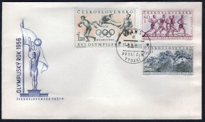 CZECHOSLOVAKIA SC#763-765 Olympic Year (1956) FDC