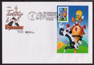 1998 Tweety & Sylvester Sc 3204c perf panel FDC Artmaster Brookman cachet