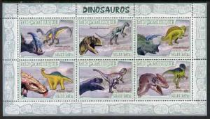 Mozambique 2007 Dinosaurs #2 perf sheetlet containing 6 v...