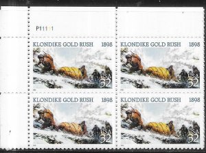 US# 3235 32c  Klondike Gold Rush 1898 plate block of 4 (MNH) CV $2.60