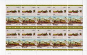 Bequia 1987 Locomotives #5 (8 Pairs) 8 Mini-Sheetlets SPECIMEN UNFOLDED MNH