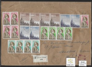 VPH_209. VATICAN.1956 richly franked cover to USA with multiple Scott C22-23 +