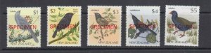 NEW ZEALAND VF-MNH BIRDS TO $5 WITH SPECIMEN O/PRINTS PO FRESH