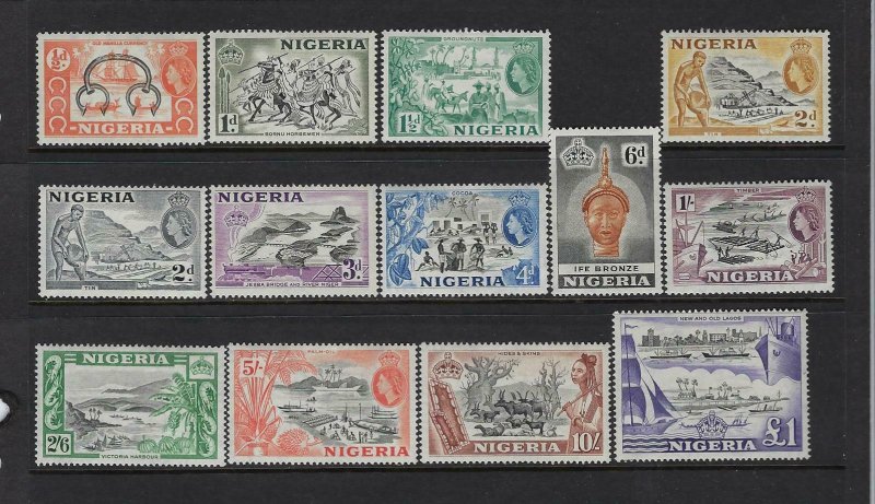 NIGERIA SCOTT #80-91/93 1953-57 QEII PICTORIALS- MINT ALMOST NEVER HINGED