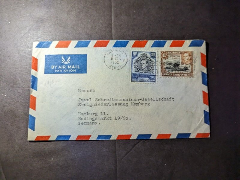 1952 British KUT Airmail Cover Nairobi Kenya to Hamburg 11 Germany