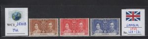 WC1_25308.BRITISH COL.:GAMBIA. 1937 CORONATION set. Sc.129-131. MH