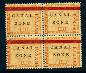 Canal Zone Scott 13b Var Mint Block of 4 Stamps w/Antique ZONE (Stock CZ13-61)